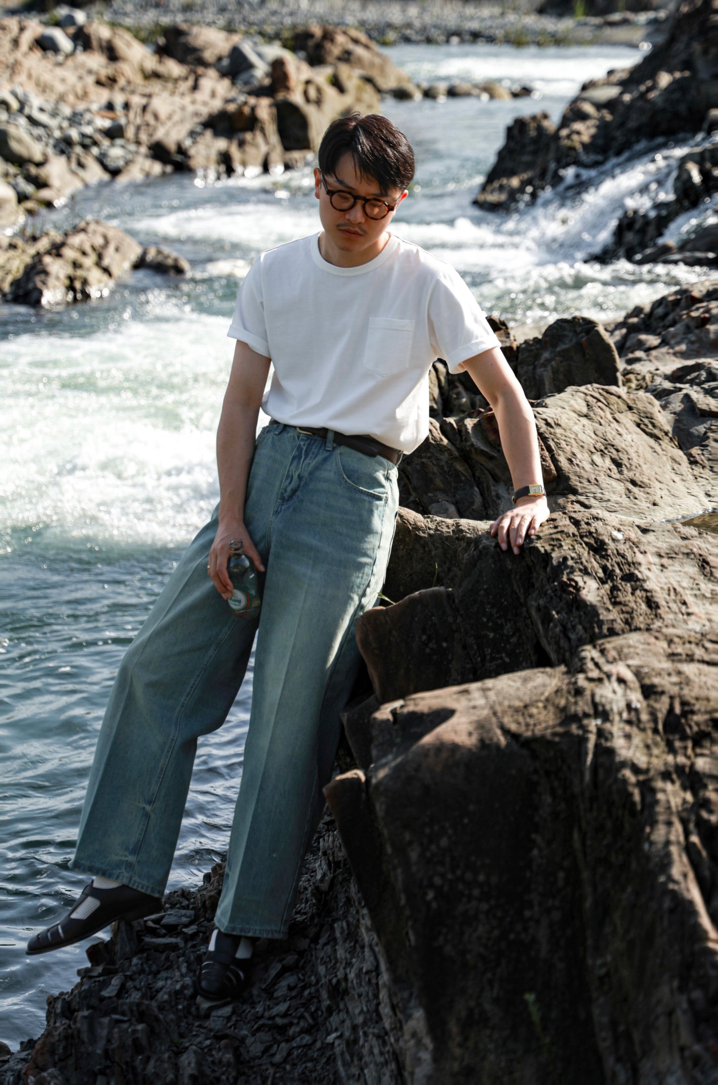 「Sea Salt White」Heavyweight combed cotton Crew Neck Unisex Short-Sleeve T-Shirt