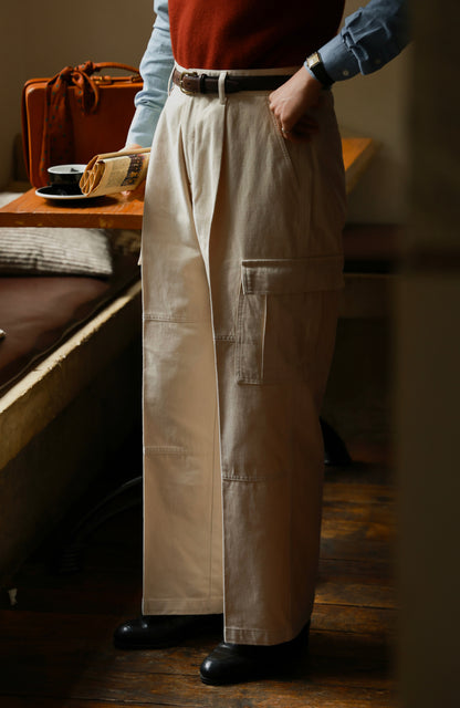 "Misty White" high waist wide leg casual pants 