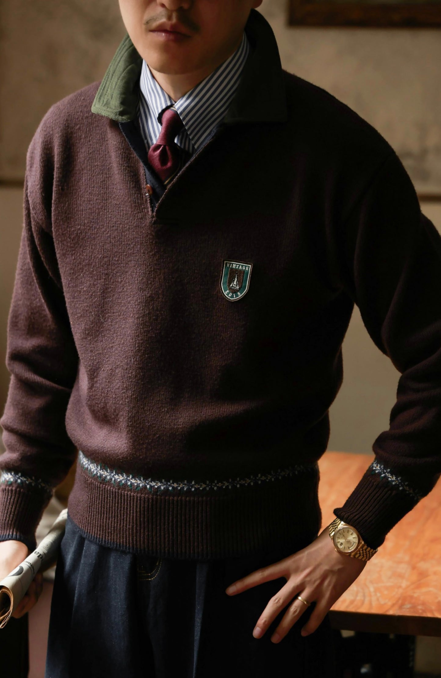 "Christmas Pine Cone" Polo Neck Sweater 