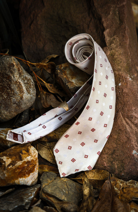 "Cheese-colored retro floral" tie 3 fold tie 