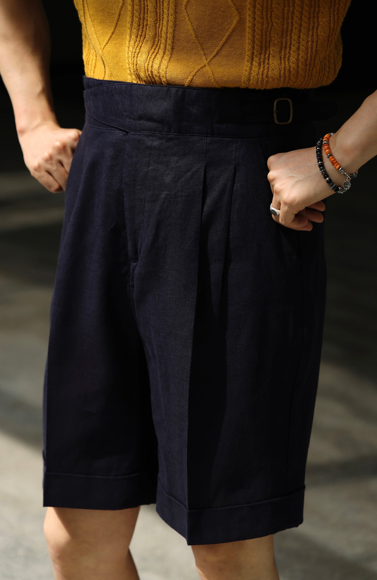 Gurkha Linen Shorts — Navy