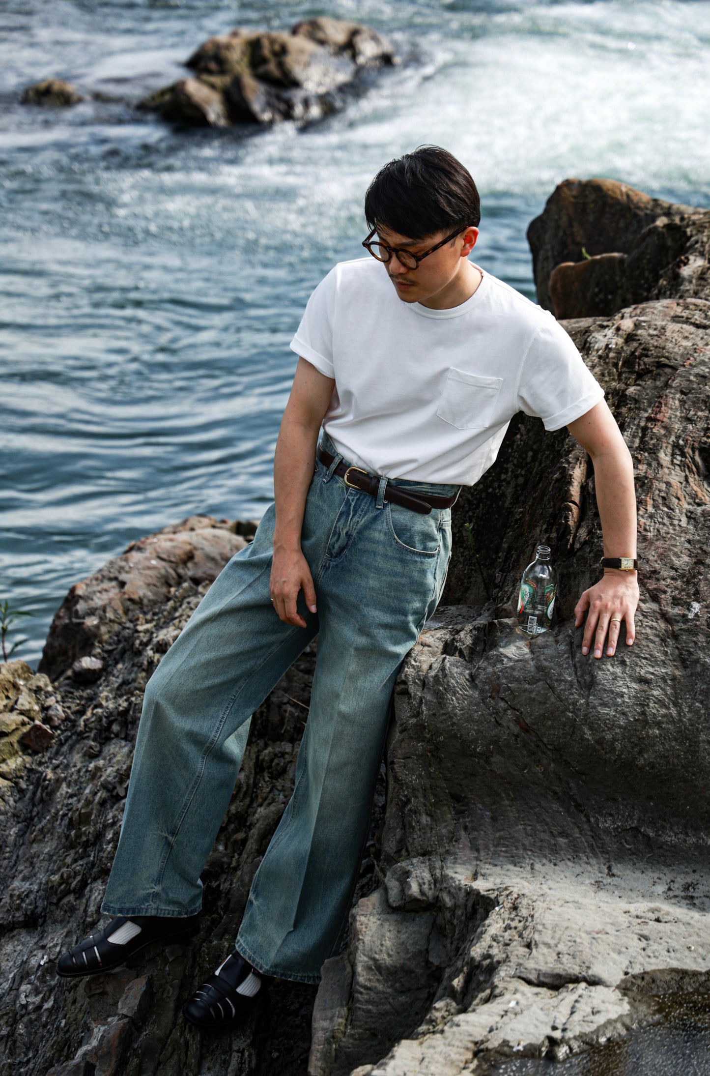 「Sea Salt White」Heavyweight combed cotton Crew Neck Unisex Short-Sleeve T-Shirt