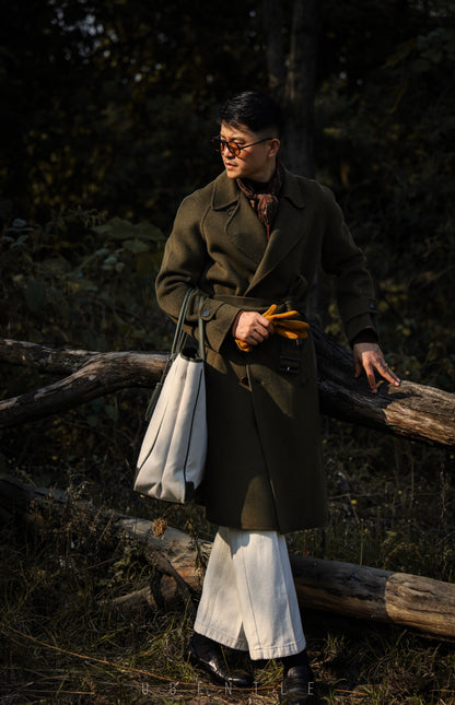 「Cedar Green」Balmacon Coat with Raglan sleeve