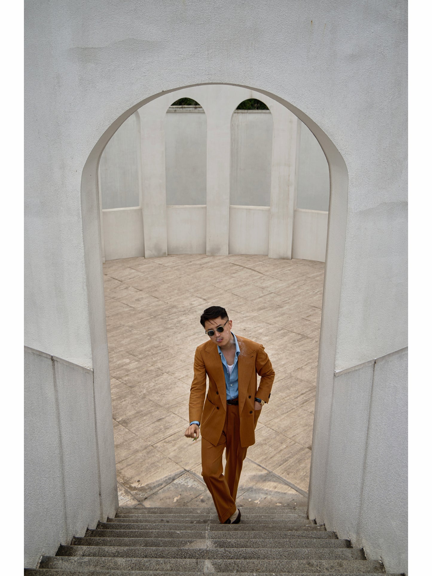 「Tuscan Dusk」Italian-style Peaked Lapel Merino Wool Suit Jacket