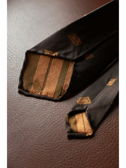 「Cocoa Diamond」Mulberry silk Three-fold Tie