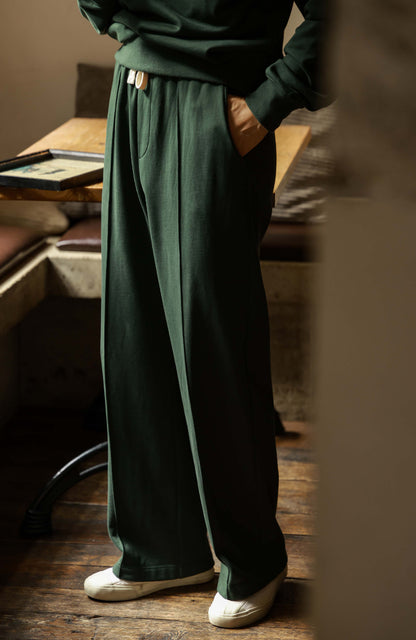 Unisex Long Sleeve Polo Sweatpants — Moss Green