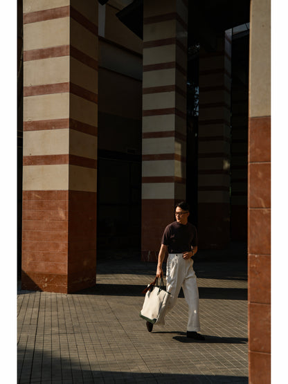 「Berry Espresso」Lambswool Blend for Cloud-Touch Mock Neck Short-Sleeve T-Shirt