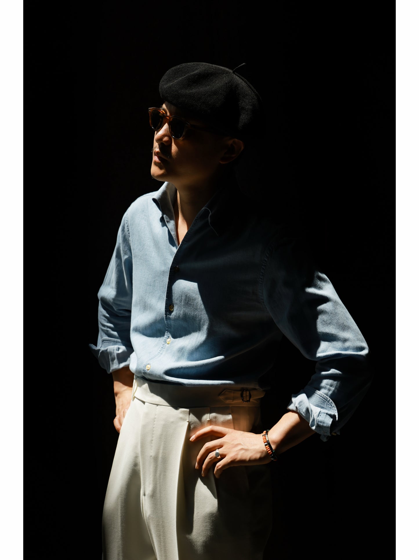 One-piece Collar Shirt — Washed Denim