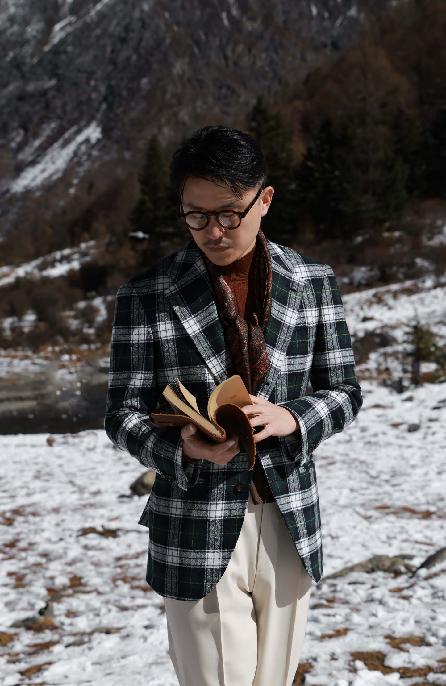 MOON Full-Canvas Single-Breasted Tweed Suit Jacket — Forest Green Check