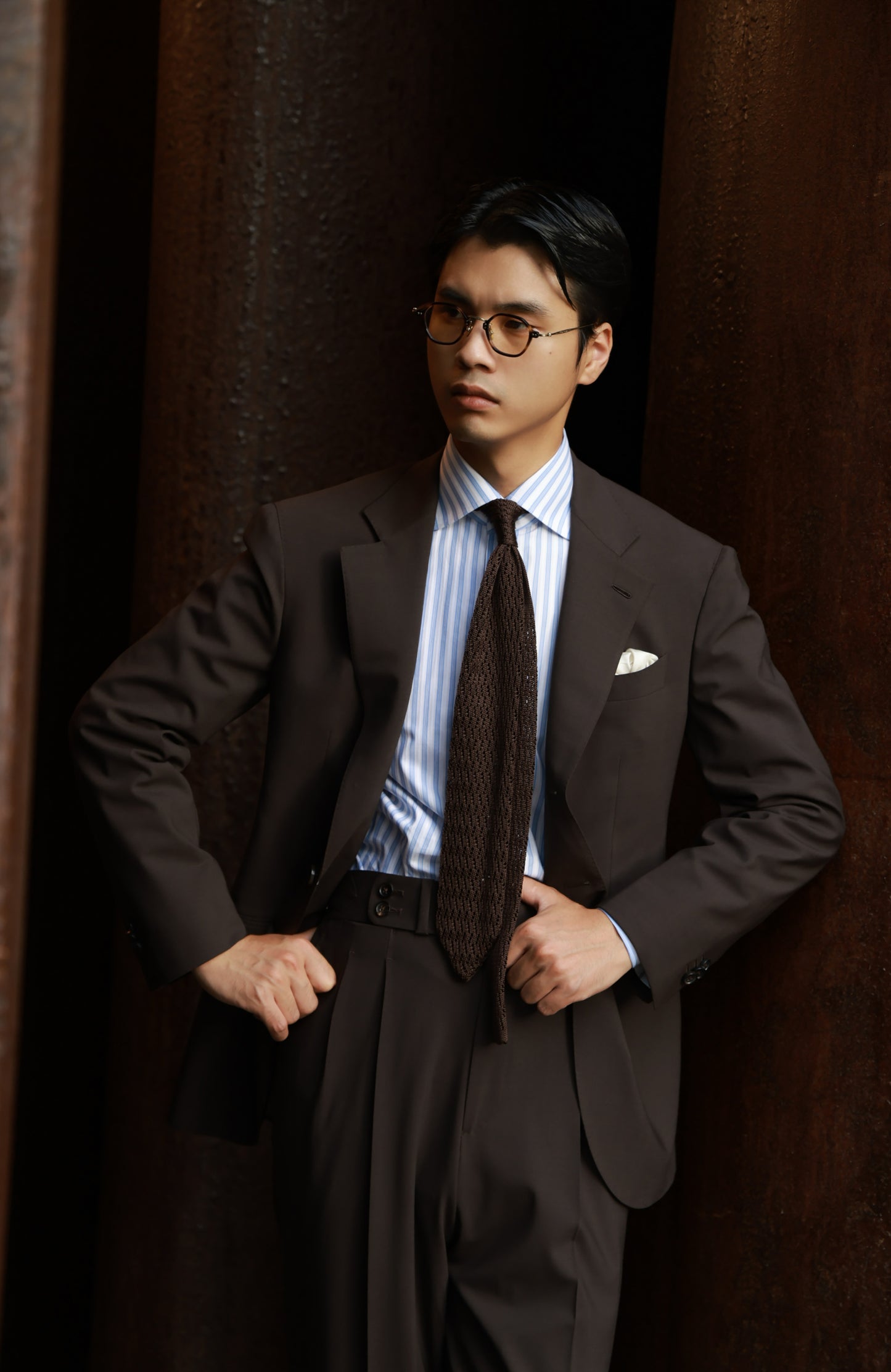 Suit Jacket with Half-Canvas and Notched Lapel — Brown