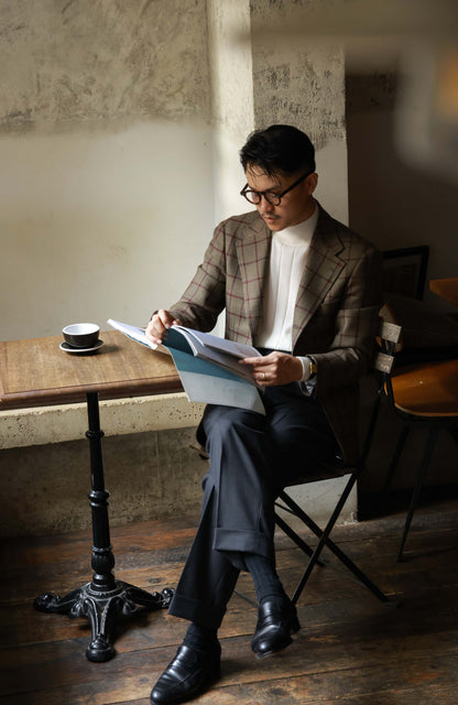 MOON Full-Canvas Single-Breasted Suit Jacket — Russet Windowpane