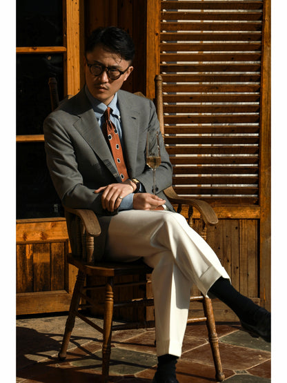 REDA Half-Canvas Single-Breasted Wool-Silk-Linen Blend Suit Jacket — Blarney Green Check