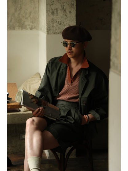 Open Collar Cotton Knitted Polo Terracotta