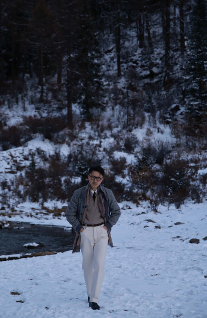 Half-Zip Wool-Cashmere Mock Neck Sweater — Oat Beige