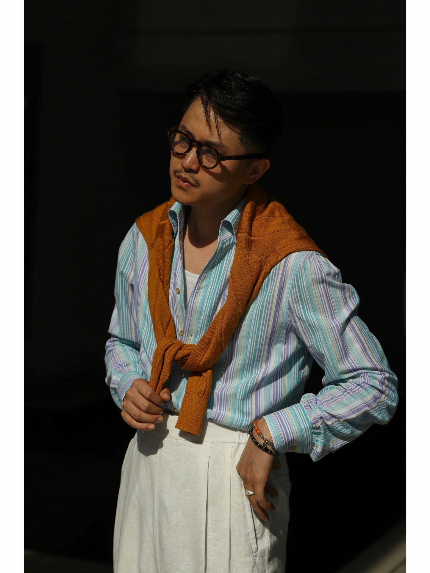 One-piece Collar Shirt — Santorini Turquoise stripe