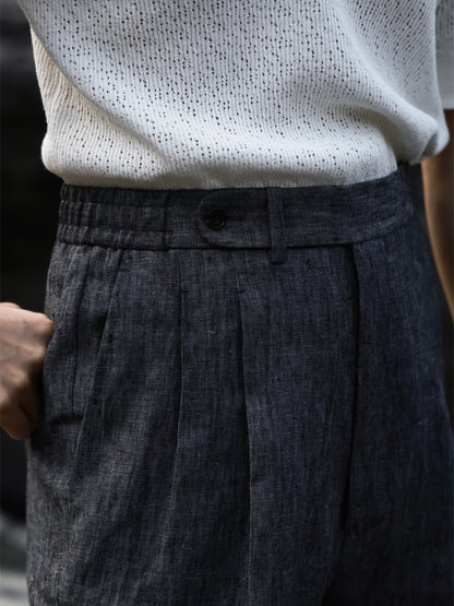 Linen Shorts — Denim