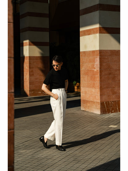 「Twilight Teal」Lambswool Blend for Cloud-Touch Mock Neck Short-Sleeve T-Shirt