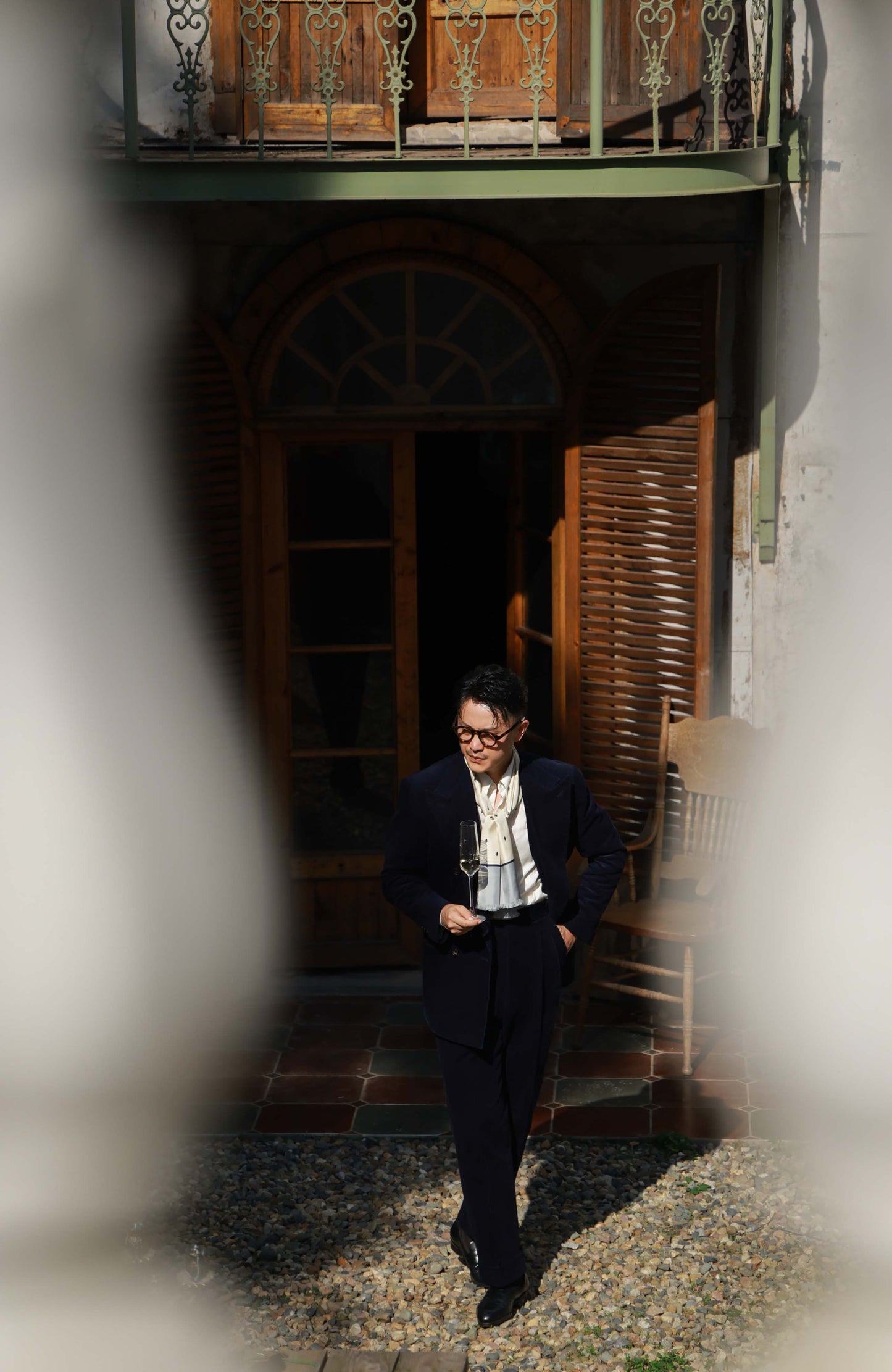 Half-Canvas Double-Breasted Japanese Corduroy Suit Jacket — Midnight Sheen Navy