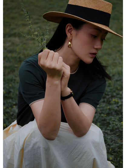 「Snow-Capped Spring」Natural Cotton-Silk Blend Italian-Inspired Vintage Unisex Knit Short-Sleeve Polo Shirt