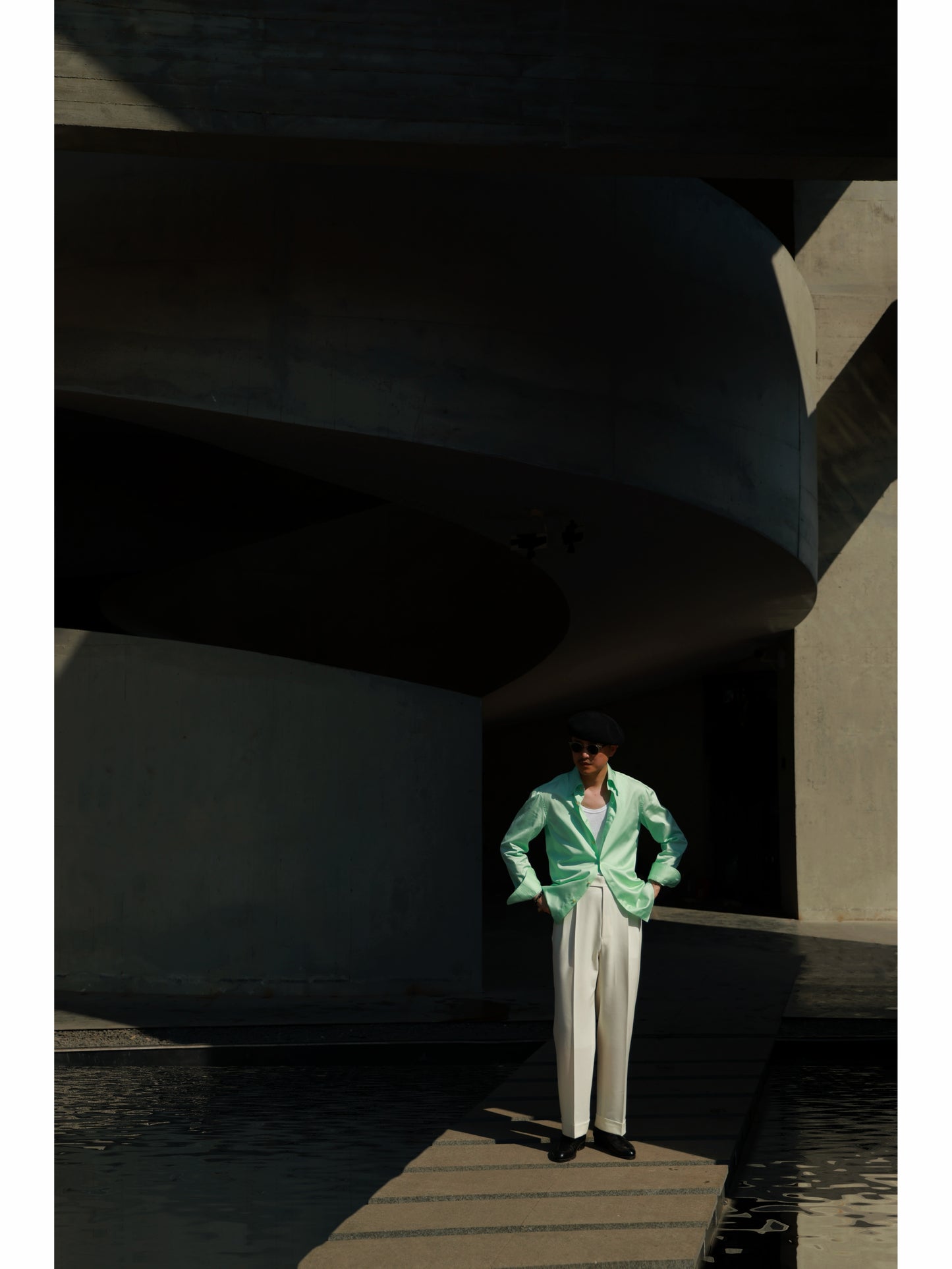 Handcrafted Wide Spread Collar Shirt — Mist Lime