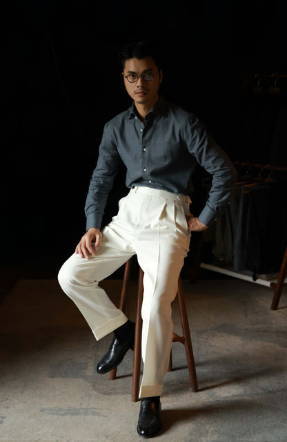 Brushed Cotton Wide-Spread Collar Shirt — Lunar Gary