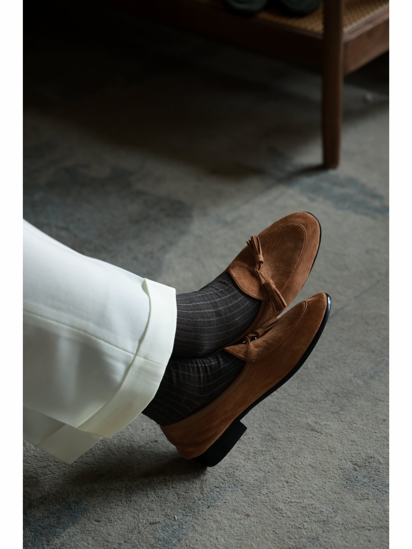 「Terracotta Orange」Belgian Suede Loafers with Calfskin Sole Blake Stitched & Italian Lambswool Lined