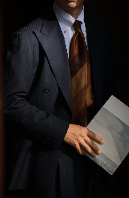 Suit Jacket with Full-Canvas and Notched Lapel(DORMEUIL)  — Pencil navy stripe