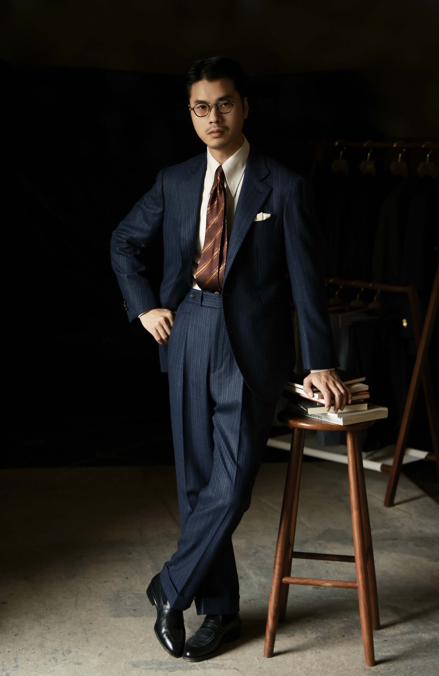 Half-Canvas Single-Breasted Suit Jacket — Parliament Blue Pinstripe