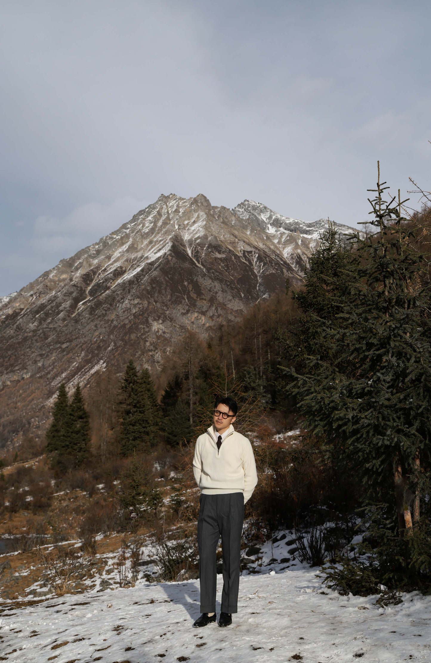 Half-Zip Wool-Cashmere Mock Neck Sweater — Off White