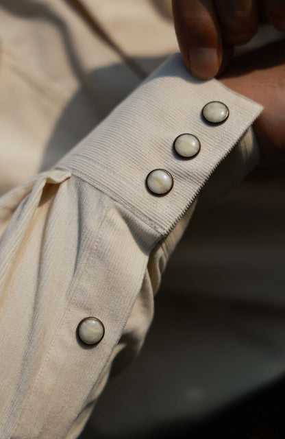 Western Collar Long-Sleeve Shirt(21-Wale Japanese Corduroy) — Sandshore Beige