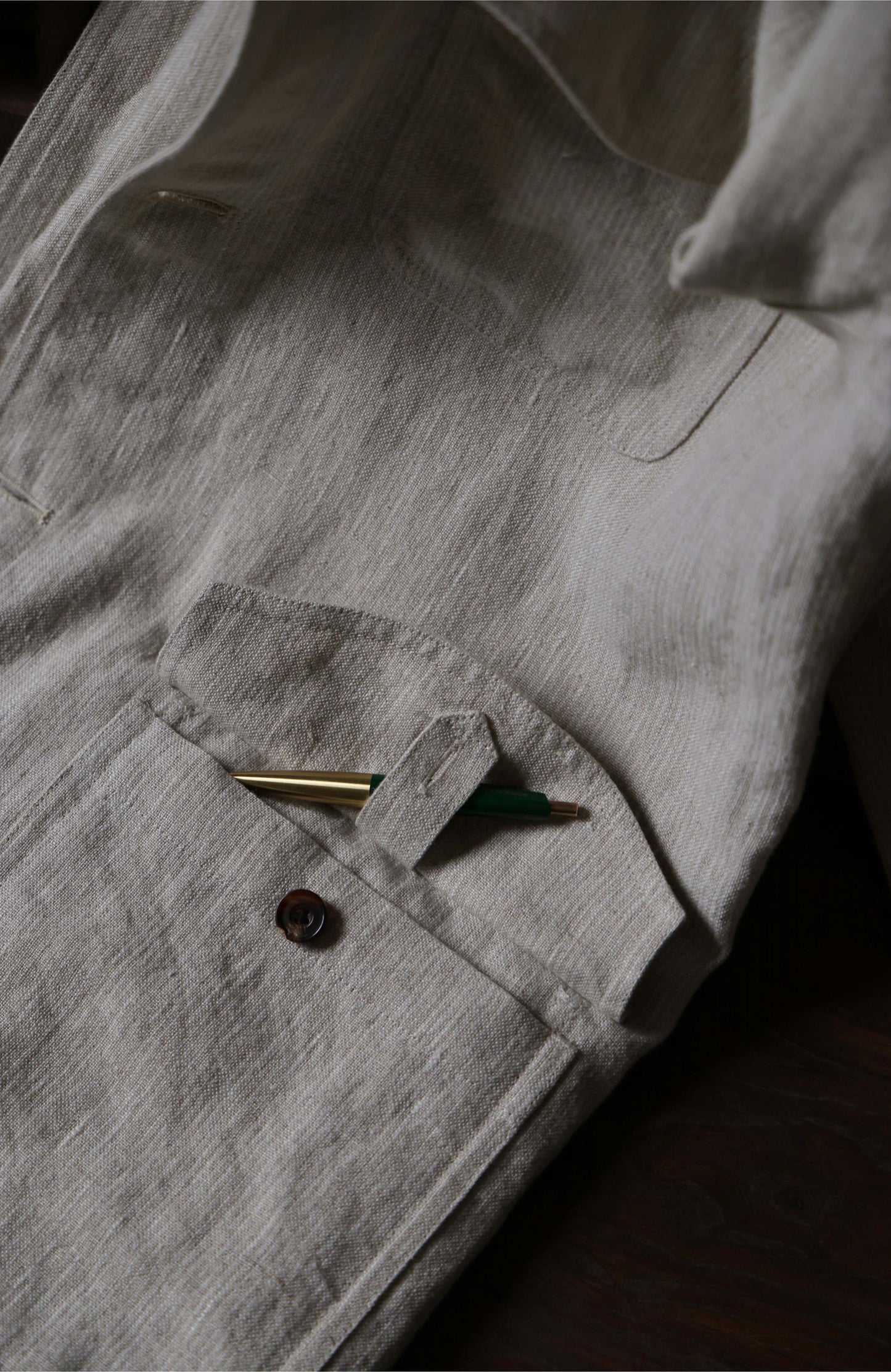 Heavyweight Linen French Five-Pocket Jacket — Harvest Beige