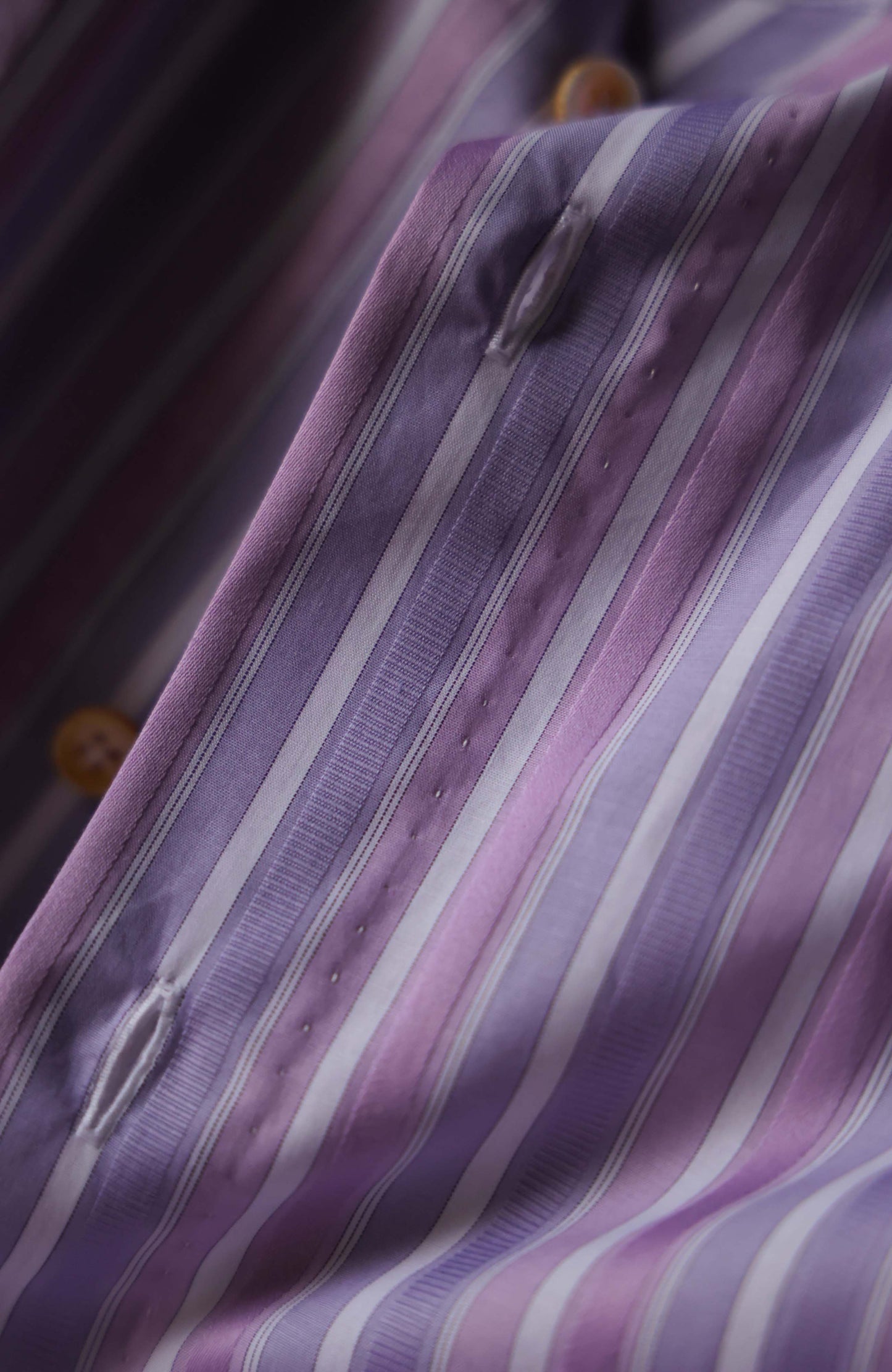 SÖKTAS Cotton Handcrafted Button-Down Collar Shirt — Provence lavender Stripe