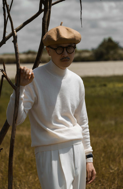 Mock Neck Sweater with 100% Cashmere Goat Wool — Snow