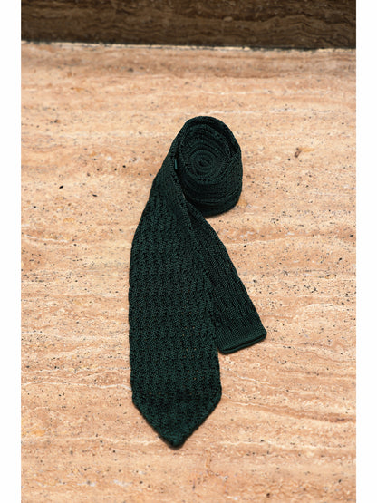 「Perforated Stone Series」Openwork Knit Academic Business Tie 100% Mulberry Silk