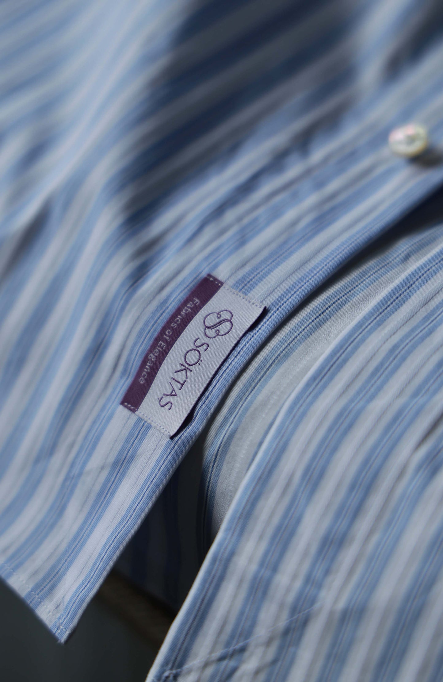 SÖKTAS Handcrafted Spread Collar Shirt — Capri Blue Stripe