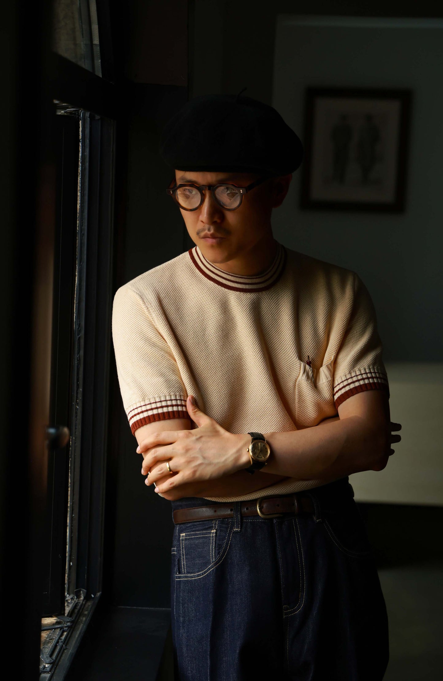 Heavyweight High-Twist Cotton Short-Sleeve T-Shirt — Apricot Haze