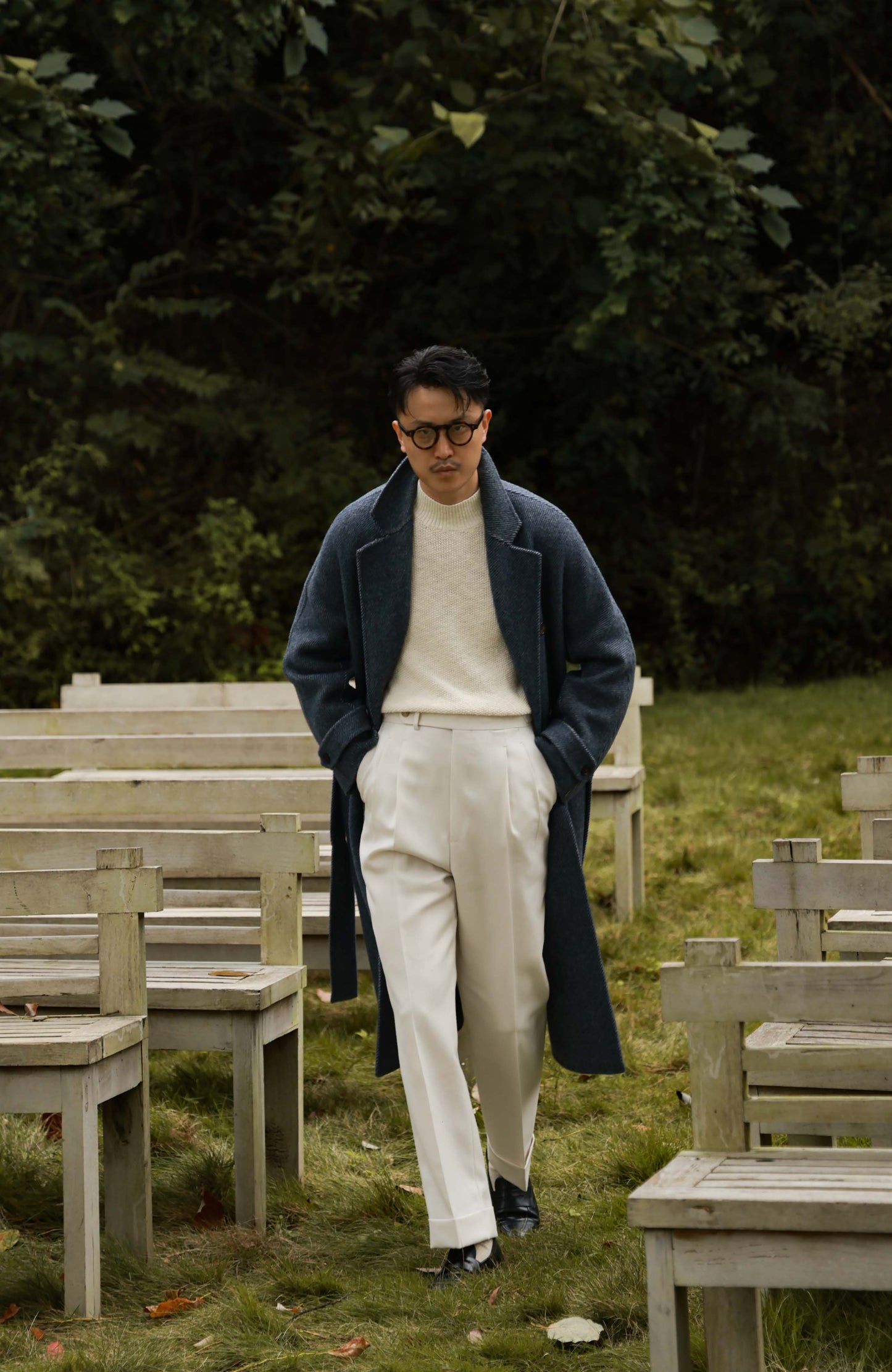 Textured Cotton Mock-Neck Knit Sweater — Heritage Ivory