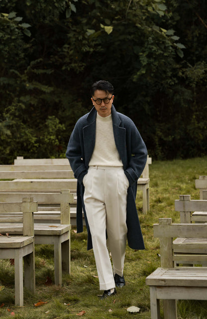 Textured Cotton Mock-Neck Knit Sweater — Heritage Ivory