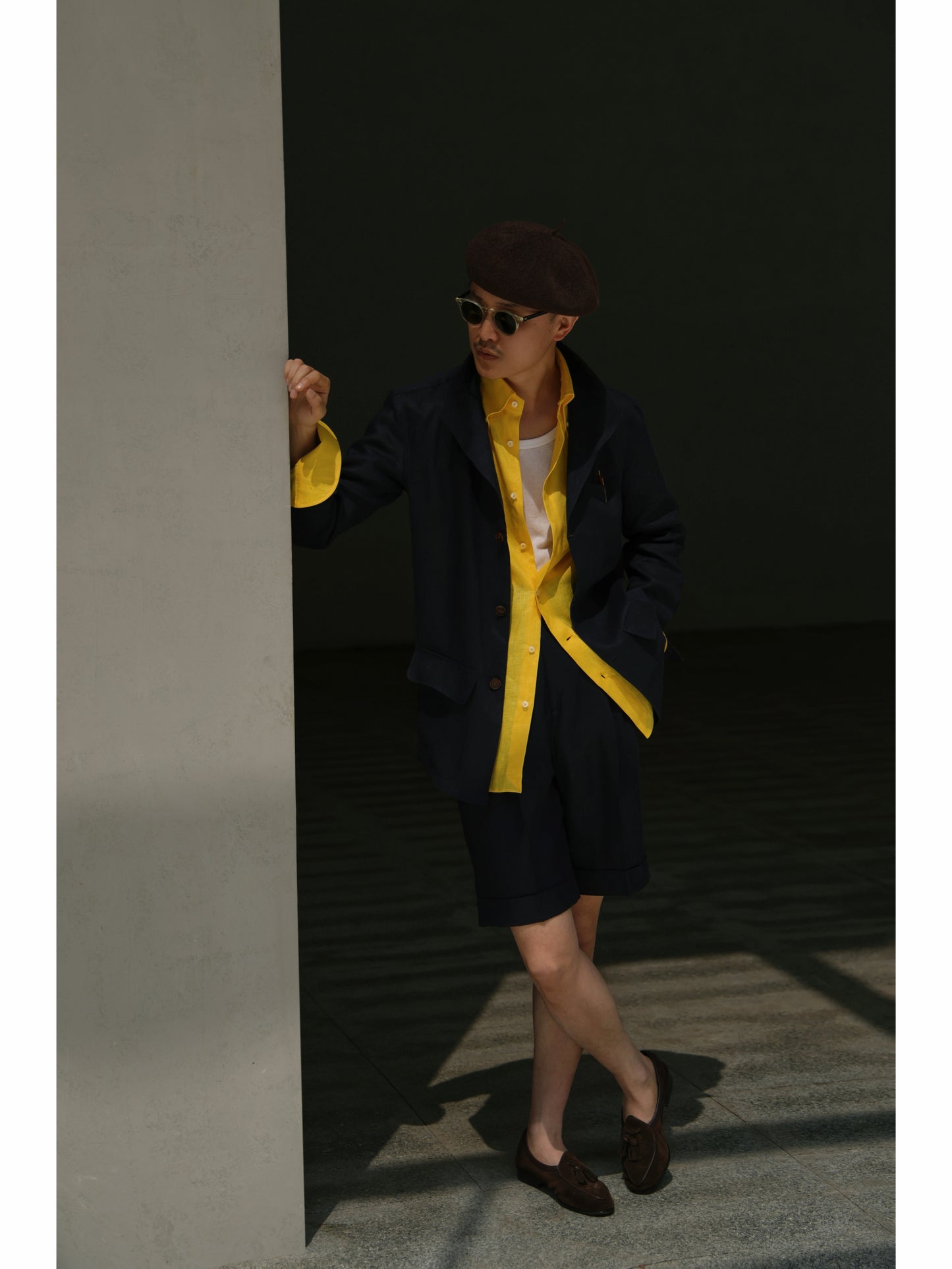 Gurkha Linen Shorts — Navy