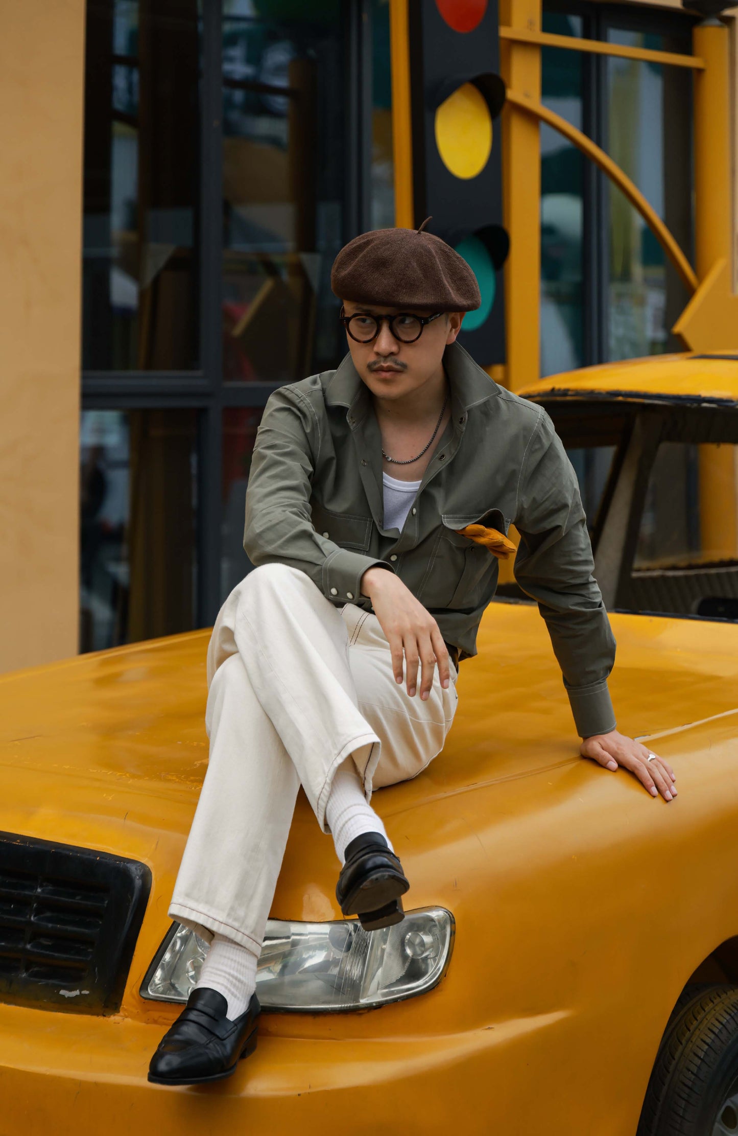 Large pointy Collar Shirt — Verdant Mist