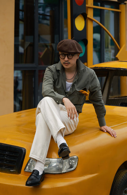 Large pointy Collar Shirt — Verdant Mist