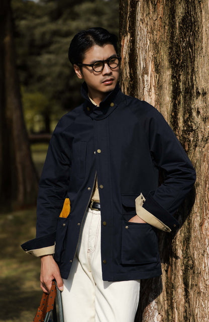 Heavy Cotton Raglan Jacket — Navy
