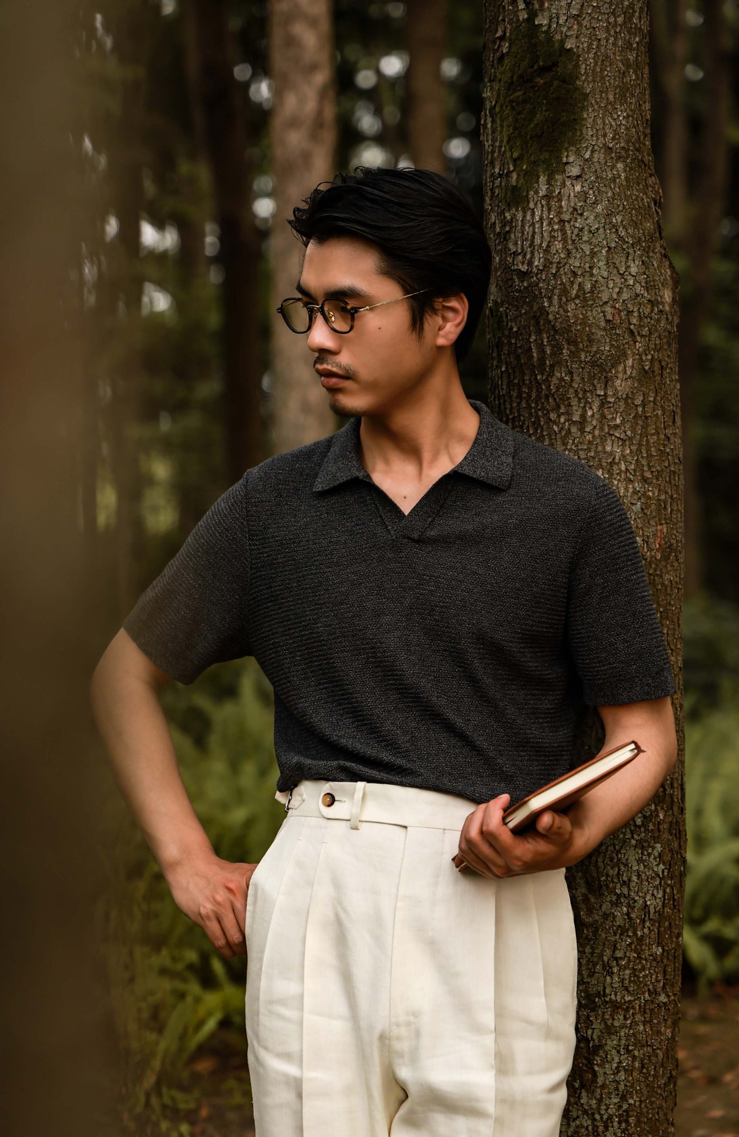 CloudTouch 16-Gauge Lyocell Knit Polo with Wheat Texture — Multiple Colors