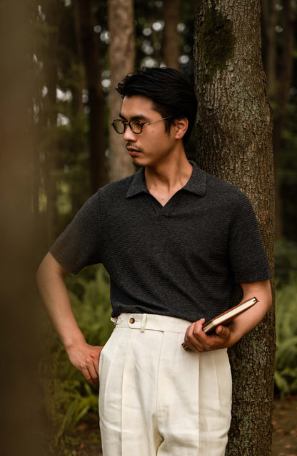 CloudTouch 16-Gauge Lyocell Knit Polo with Wheat Texture — Multiple Colors