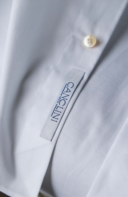 Handcrafted Button-down Collar Shirt in Italian CANCLINI Cotton — Snow Peak White