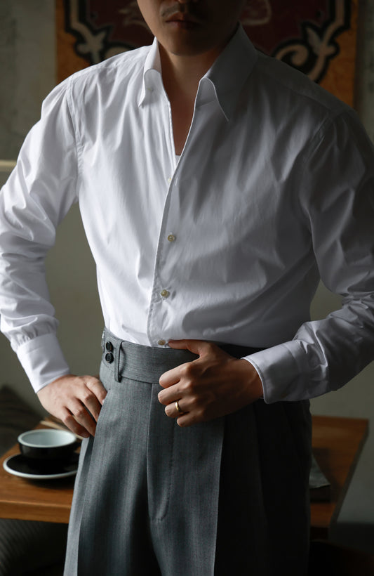 「Mist white」One-piece Collar Shirt