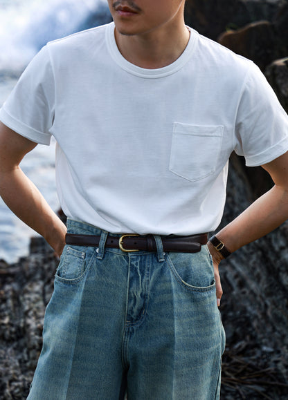 「Sea Salt White」Heavyweight combed cotton Crew Neck Unisex Short-Sleeve T-Shirt