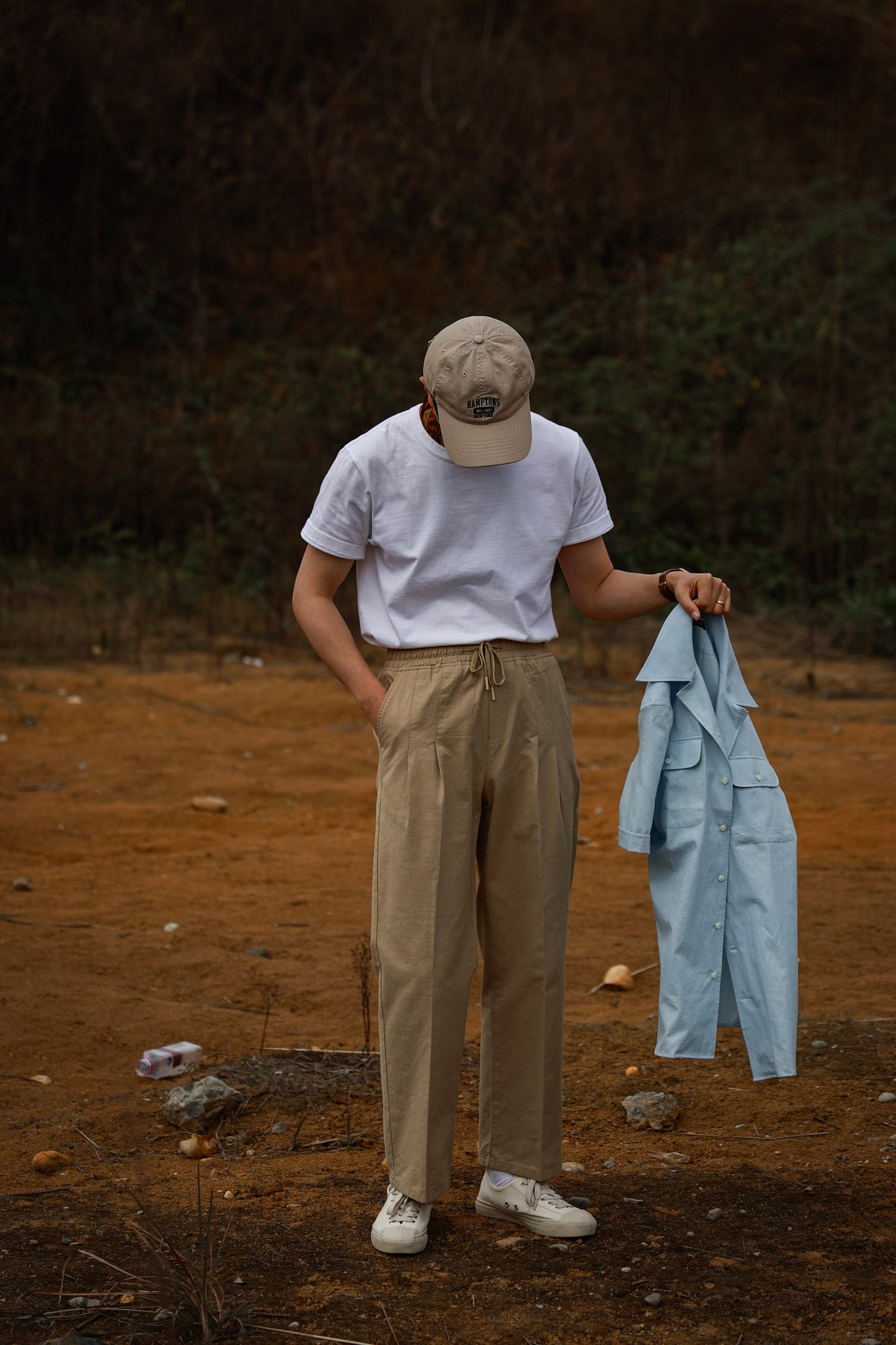 "Straw Color" Cotton and Linen Drawstring Casual Pants 