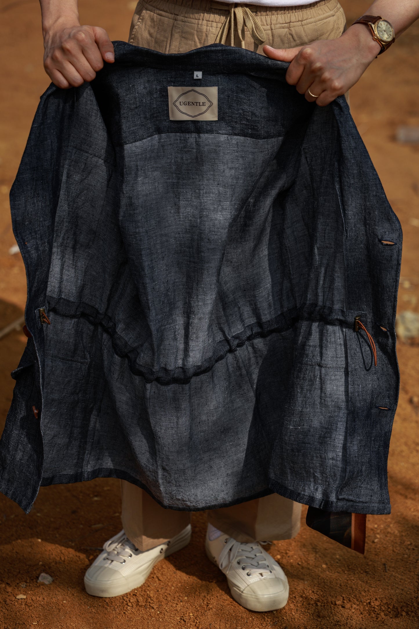 Denim Pleated Hunting Jacket 