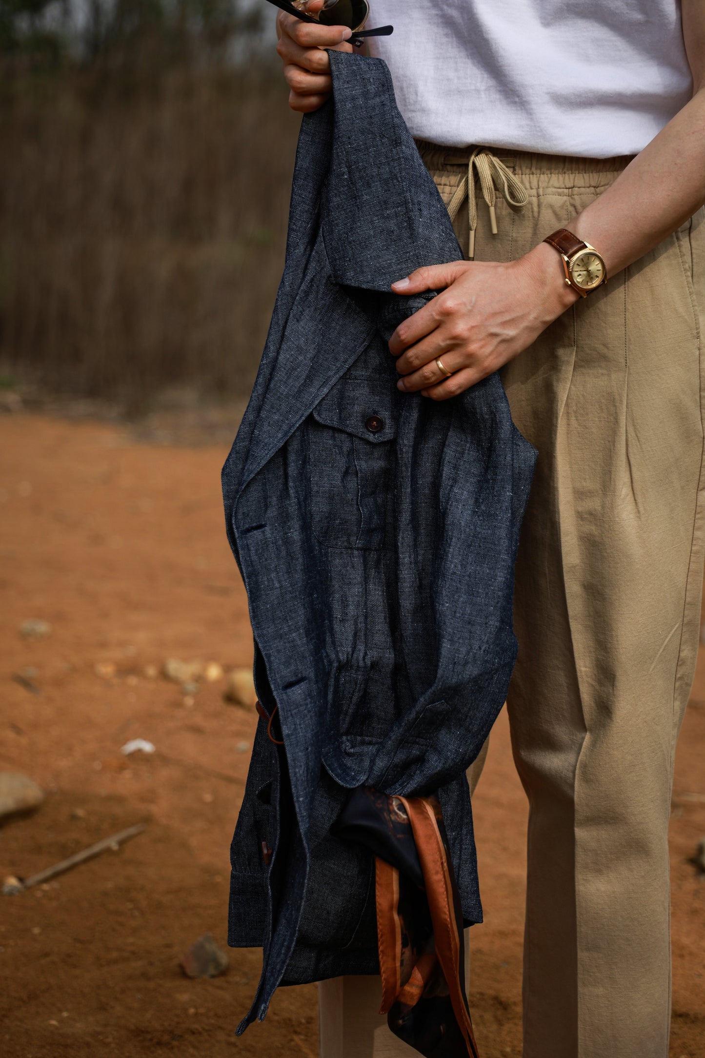 Denim Pleated Hunting Jacket 